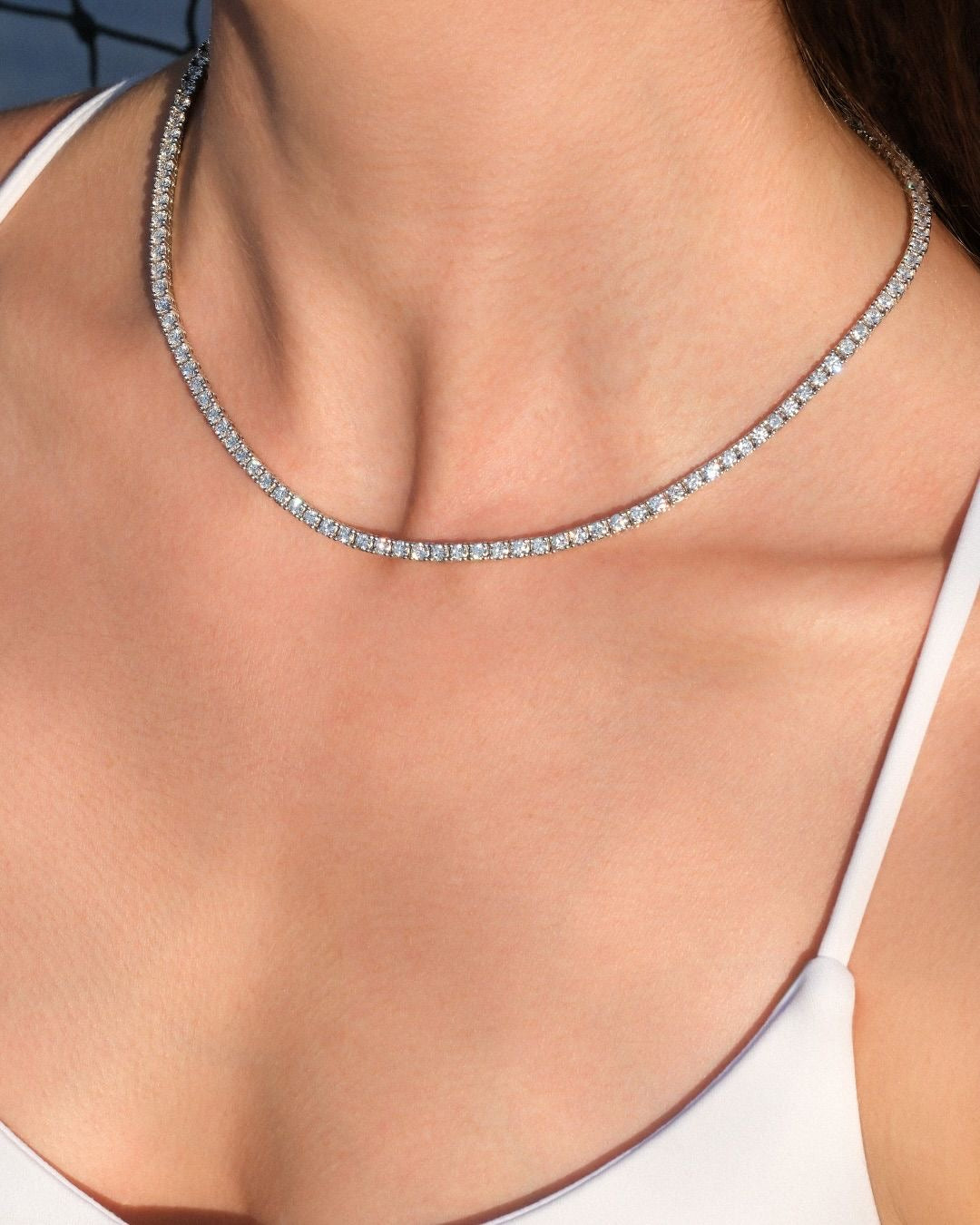 Tennis necklace gold plated zircon