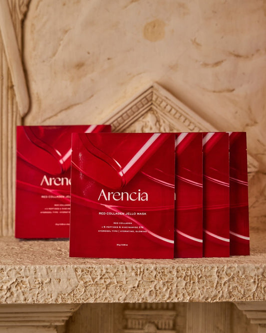 ARENCIA Red Collagen Jello Mask, Plump & Hydrating ,Overnight Hydrogel Mask for Dry, Mature Skin, Packed with Collagen, 5 Peptides, 2% Niacinamide,1ea